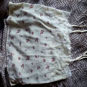 Cream Lace Floral tank top